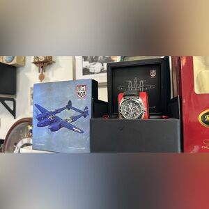 Luminox P-38 Lightning Steel Chronograph Black Dial Quartz Mens Watch XA.9441